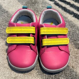 Kids Pink and Yellow Velcro Shoes - Comfortable Casual Sneakers